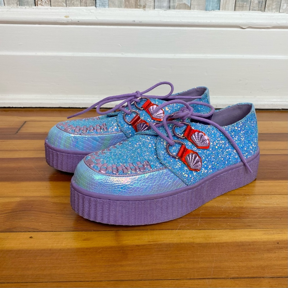 Strange Cvlt 7 Glitter Mermaid Ariel Platform Lace Up Krypt Keepers Shoes Disney